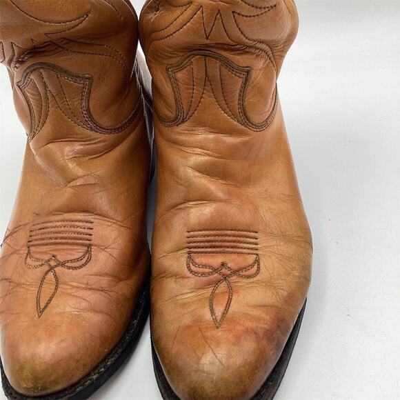 Vintage 1977 Stewart Boot Co. Western Cowboy Boots Brown Leather 9.5 D - Picture 5 of 12